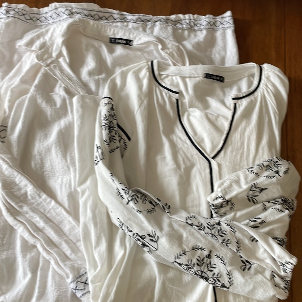 2 piece white dress set from Shein